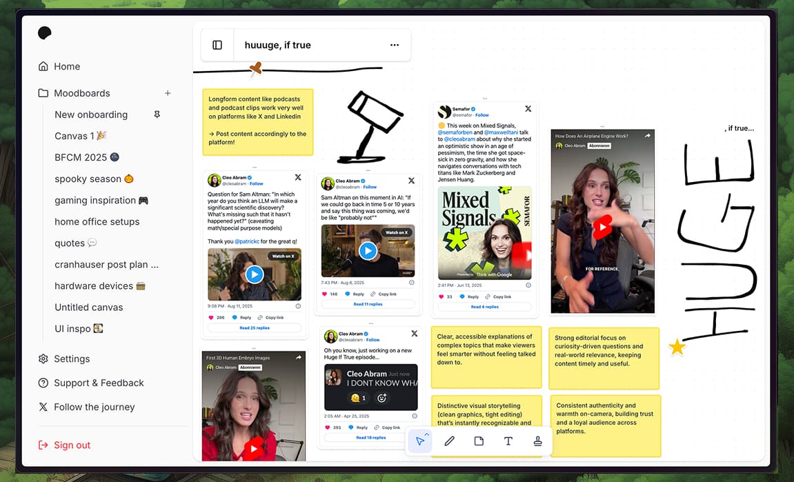 Image of Antivault's moodboard feature